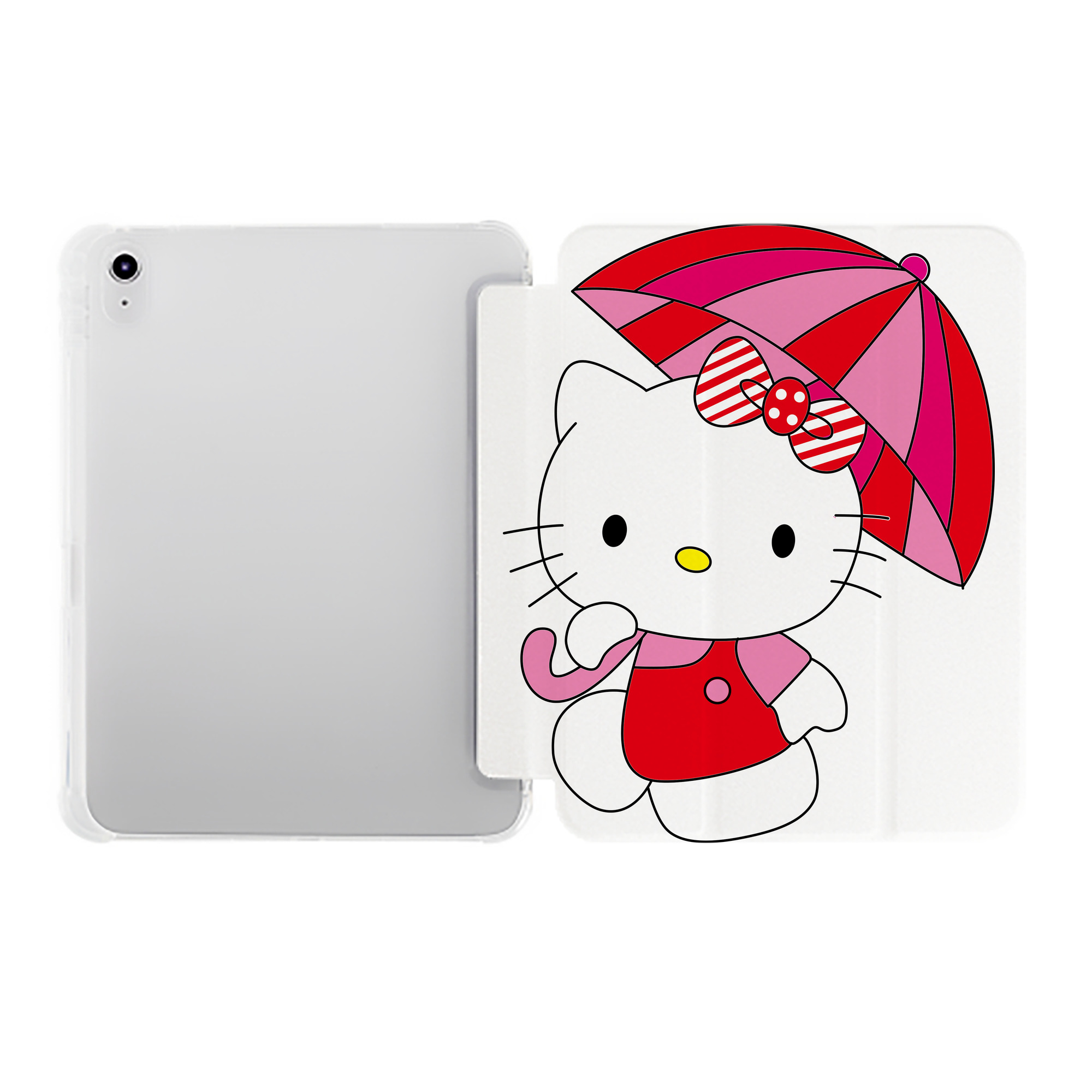 （画像用） Hello Kitty ハローキティ IPad ケース ペン収納付き 三つ折りスタンド PUレザー×シリコン 対応機種9.5/10.5/10.9インチ